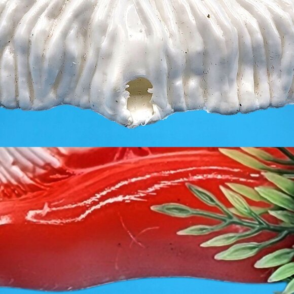 Vintage 1970s Santa Claus Wall Decor Bells & Flocked Poinsettias Noel Hong Kong - Picture 10 of 10